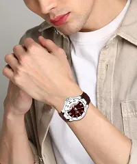 Stylish Brown Synthetic Leather Analog Watch For Men-thumb2