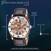 Stylish Brown Synthetic Leather Analog Watch For Men-thumb1