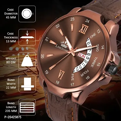 Stylish Tan Synthetic Leather Analog Watch For Men-thumb2