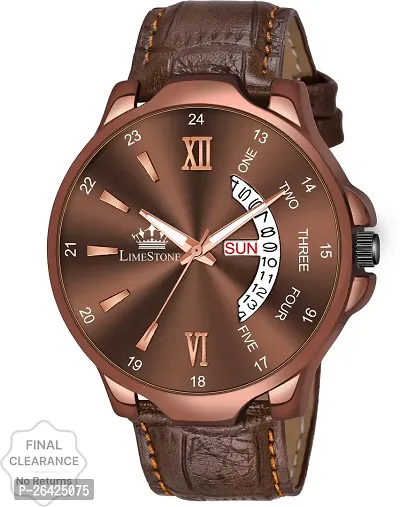 Stylish Tan Synthetic Leather Analog Watch For Men