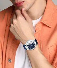 Stylish Blue Synthetic Leather Analog Watch For Men-thumb2