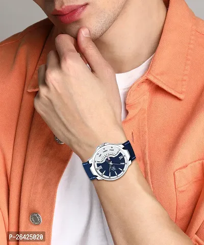 Stylish Blue Synthetic Leather Analog Watch For Men-thumb3