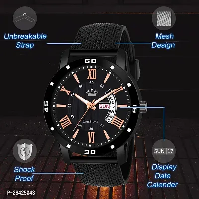 Stylish Black Silicone Analog Watch For Men-thumb4