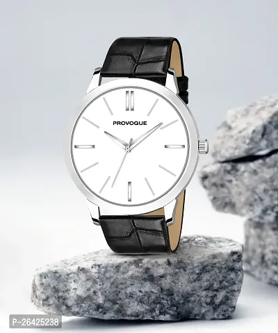 Stylish Black Synthetic Leather Analog Watch For Men-thumb2