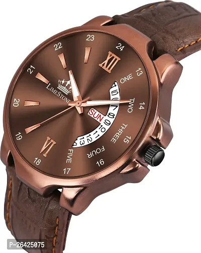 Stylish Tan Synthetic Leather Analog Watch For Men-thumb5