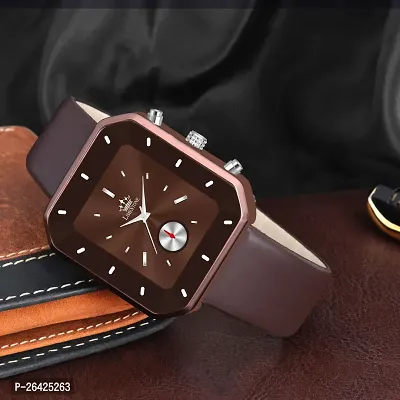 Stylish Brown Synthetic Leather Analog Watch For Men-thumb4