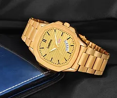 Stylish Golden Metal Analog Watch For Men-thumb3