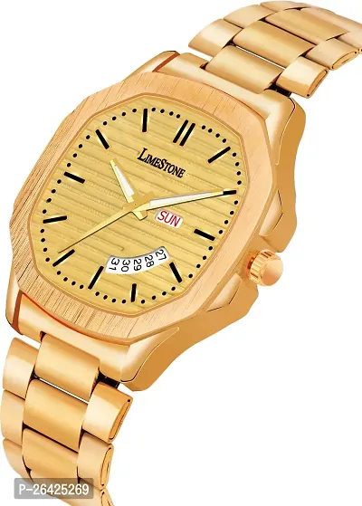 Stylish Golden Metal Analog Watch For Men-thumb2