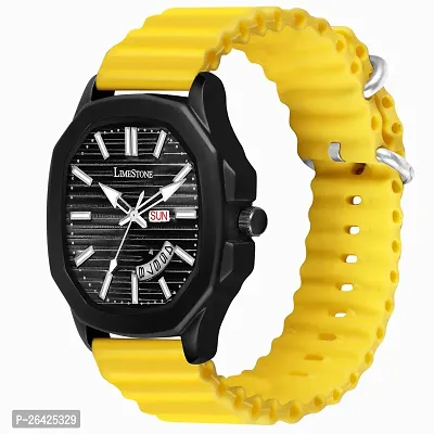 Stylish Yellow Silicone Analog Watch For Men