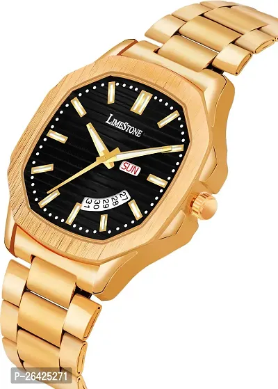 Stylish Golden Metal Analog Watch For Men-thumb2