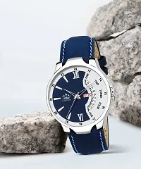 Stylish Blue Synthetic Leather Analog Watch For Men-thumb1