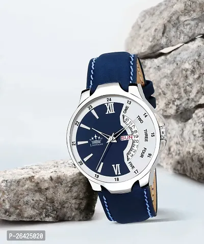 Stylish Blue Synthetic Leather Analog Watch For Men-thumb2