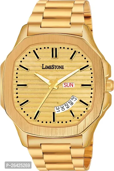 Stylish Golden Metal Analog Watch For Men