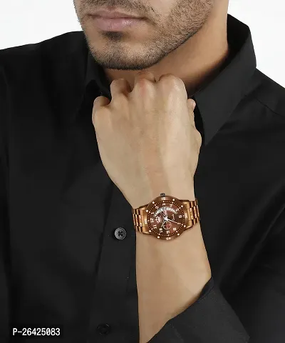 Stylish Brown Metal Analog Watch For Men-thumb3