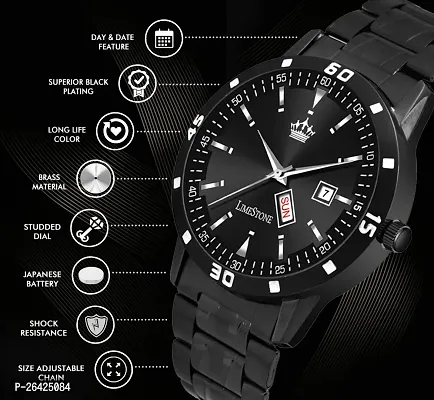 Stylish Black Metal Analog Watch For Men-thumb5