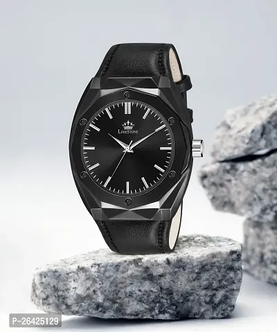 Stylish Black Synthetic Leather Analog Watch For Men