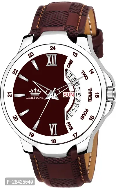 Stylish Brown Synthetic Leather Analog Watch For Men-thumb2