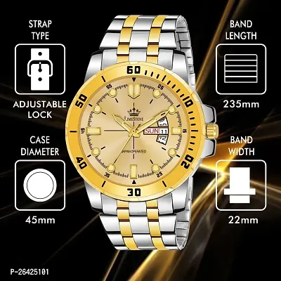 Stylish Golden Metal Analog Watch For Men-thumb3