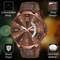 Stylish Tan Synthetic Leather Analog Watch For Men-thumb2