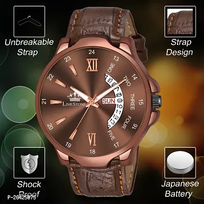 Stylish Tan Synthetic Leather Analog Watch For Men-thumb3