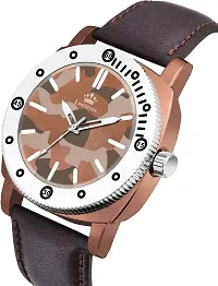 Stylish Brown Synthetic Leather Analog Watch For Men-thumb2