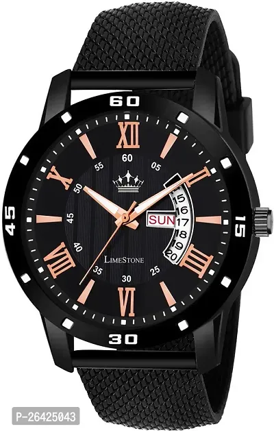 Stylish Black Silicone Analog Watch For Men-thumb0