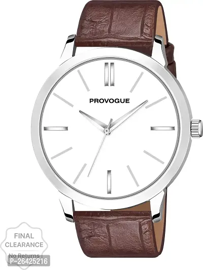 Stylish Brown Synthetic Leather Analog Watch For Men-thumb0