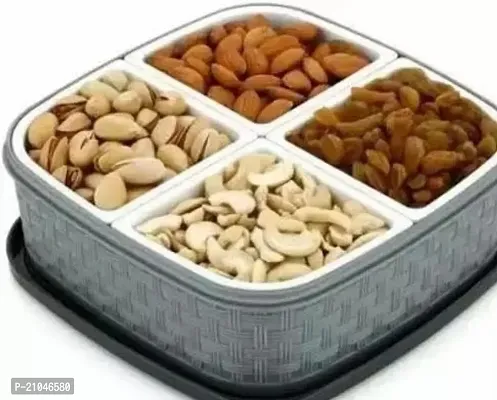 G King Multipurpose 4 Sections Dry Fruit Storage Container Box With Lid Serving Box Spice Set-thumb0