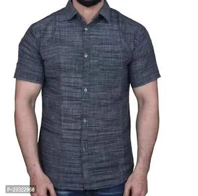 Stylish Grey Cotton Regular Fit Shirt For Men-thumb0