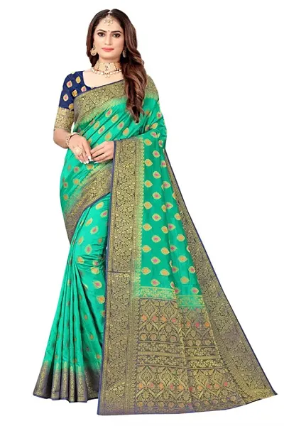 Stylish Art Silk Jacquard Saree with Blouse piece For Women