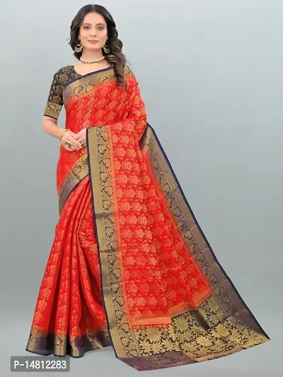 Stylish Nylon Red Zari Saree With Blouse Piece