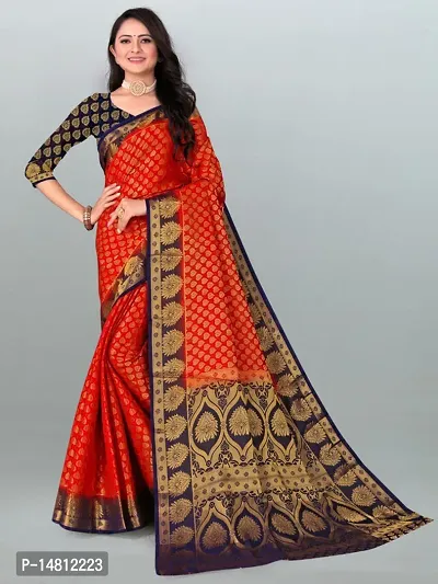 Stylish Nylon Silk Red Zari Saree With Blouse Piece