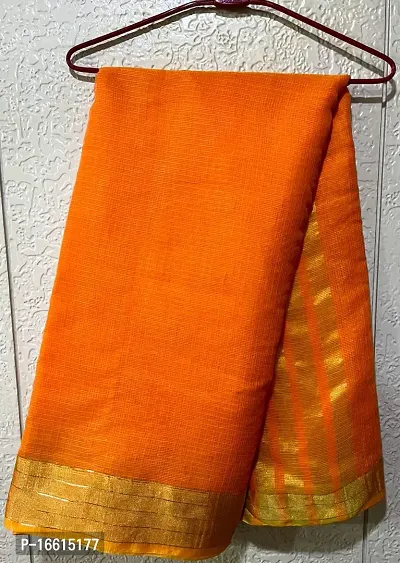 Stylish Orange Saree with Blouse piece For Women