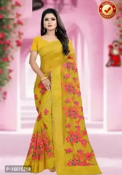 Stylish Yellow Saree with Blouse piece For Women