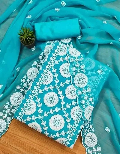 Stylish Women Georgette Dress Material with Dupatta