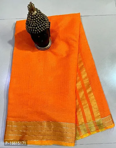 Stylish Orange Saree with Blouse piece For Women