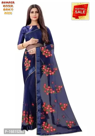 Stylish Blue Saree with Blouse piece For Women-thumb0