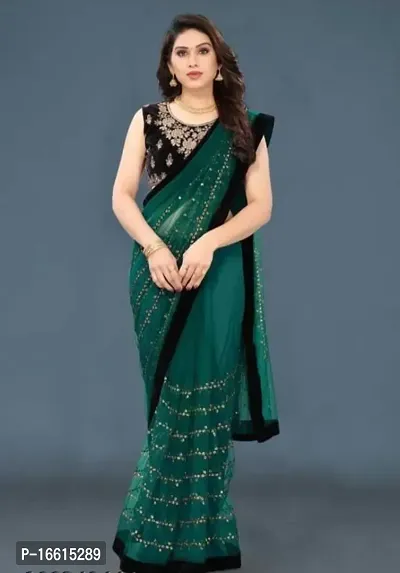 Stylish Green Saree with Blouse piece For Women-thumb0