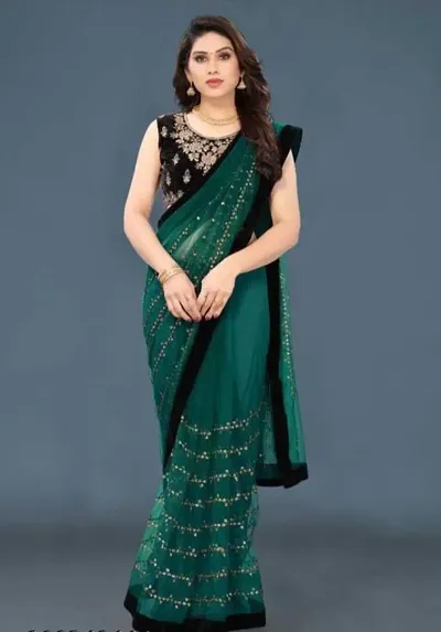 Elegant Velvet Saree with Blouse piece