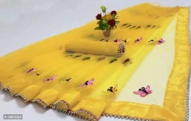 Stylish Yellow Saree with Blouse piece For Women