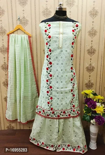 Stylish Chanderi Cotton Dress Material with Dupatta For Women