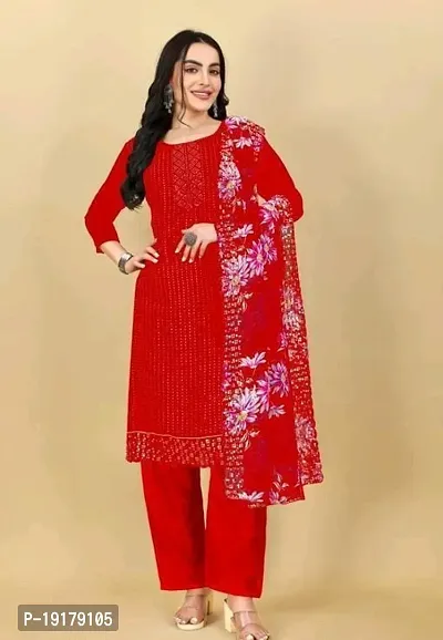 Stylish Women Georgette Dress Material with Dupatta