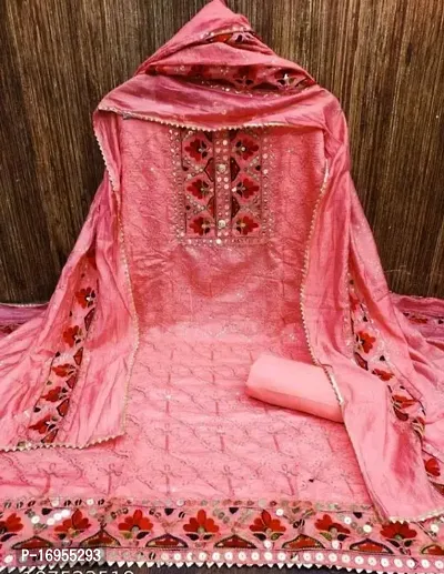 Stylish Chanderi Cotton Dress Material with Dupatta For Women