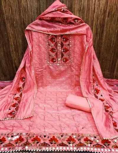 Stylish Chanderi Dress Material with Dupatta For Women