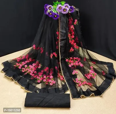 Stylish Black Saree with Blouse piece For Women