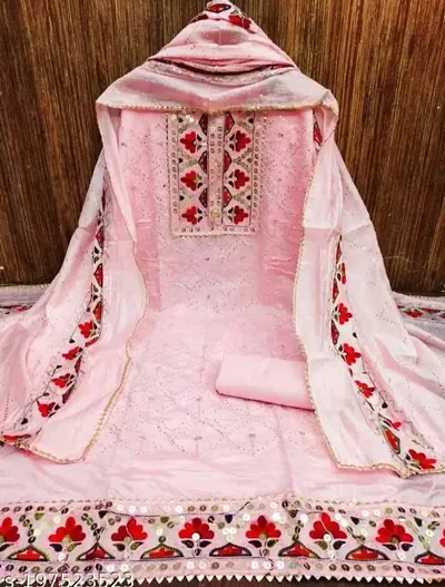 Stylish Chanderi Dress Material with Dupatta For Women