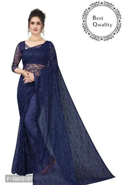 Stylish Blue Net Sarees For Women-thumb0