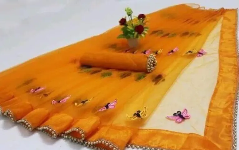 Glamorous Silk Blend Saree with Blouse piece 