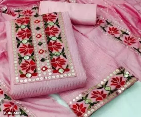 Stylish Cotton Dress Material with Dupatta For Women-thumb0