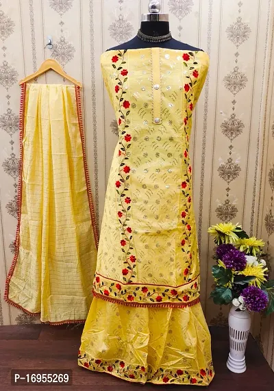 Stylish Chanderi Cotton Dress Material with Dupatta For Women